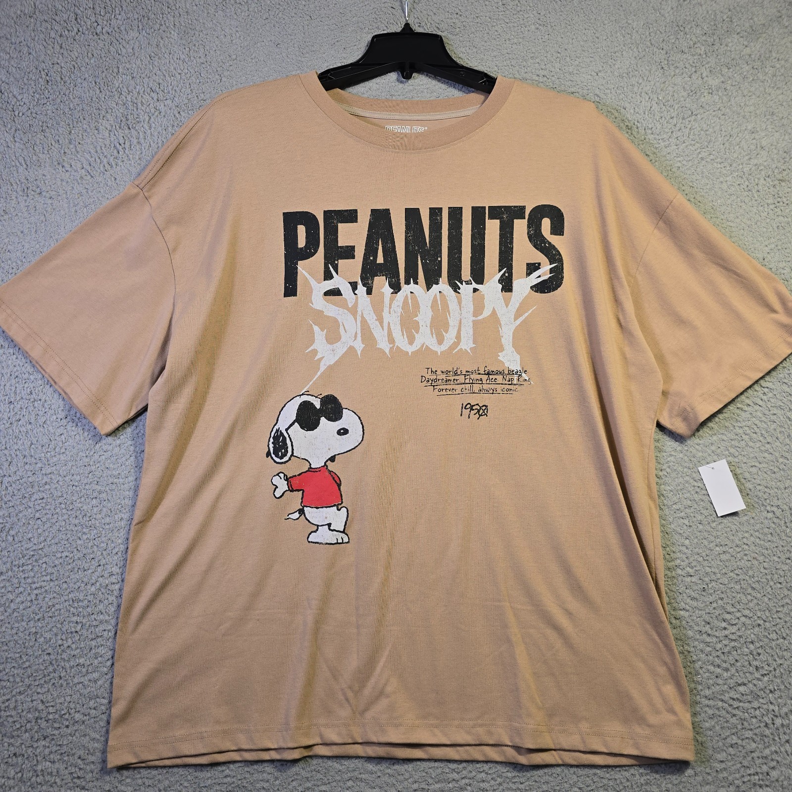 Peanuts® Snoopy Shirt Mens 2XL Brown Distressed Charlie Brown Baggy Street NWT