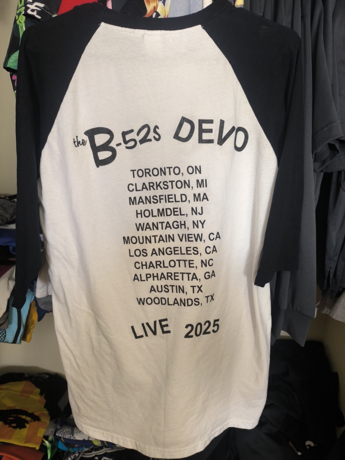 Devo b-52&rsquo;s 80s new wave tour double sided concert raglan tee shirt L usa
