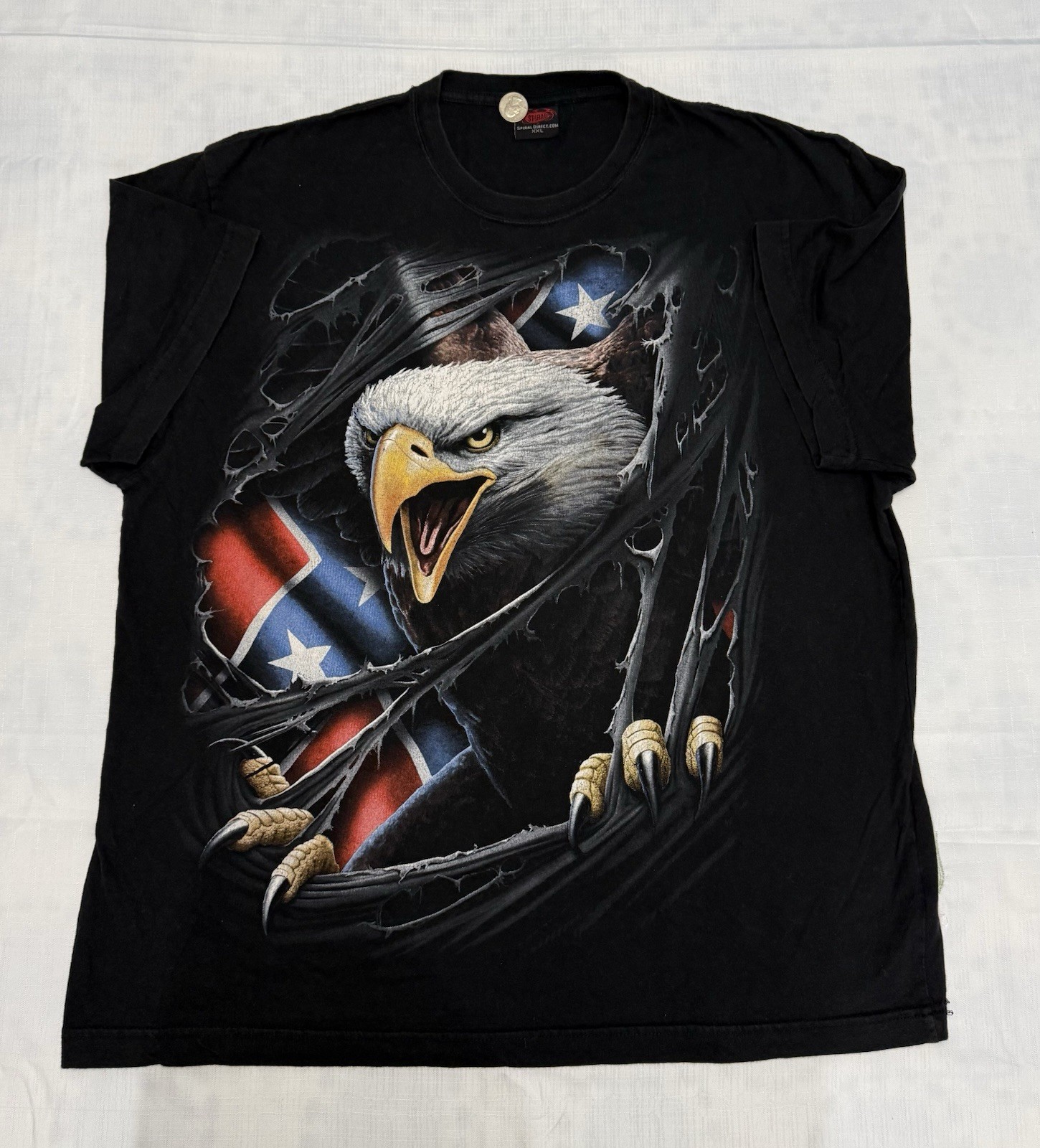Spiral Direct Eagle Skull Graphic T-Shirt XXL Black Double Sided Gothic Biker