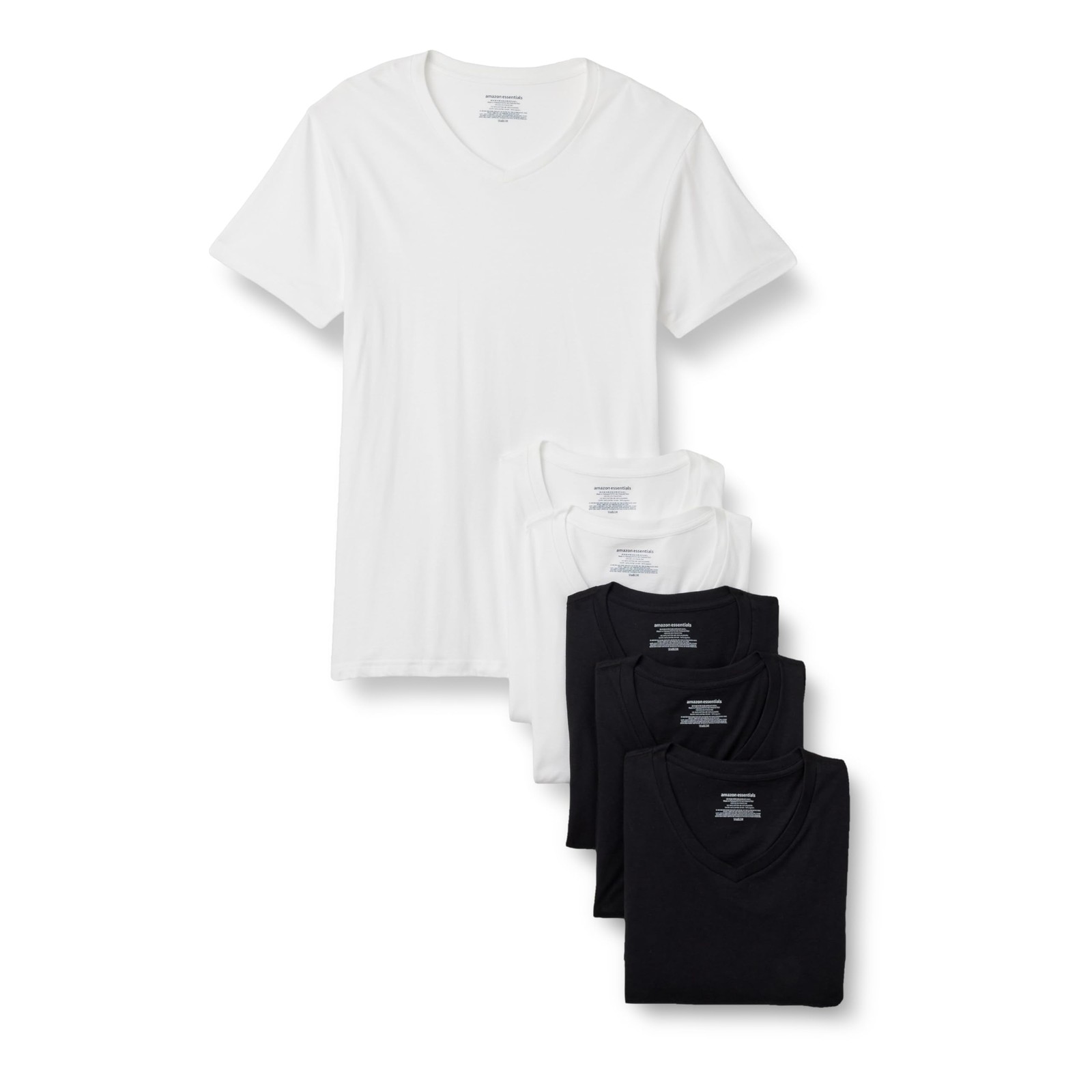 6 Pack Men&rsquo;s Short Sleeves 100% Cotton V-Neck Undershirt,X-Large Black/White