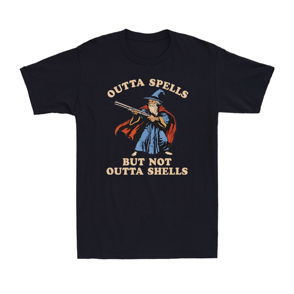 Outta Spells But Not Outta Shells Wizard Fantasy Meme Men&rsquo;s T-Shirt