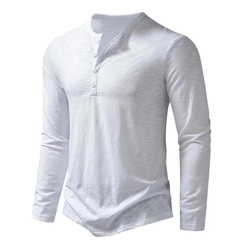 Camisa De Manga Larga Moda Lujo Camiseta Elegante Algodón Cuello V Para Hombres
