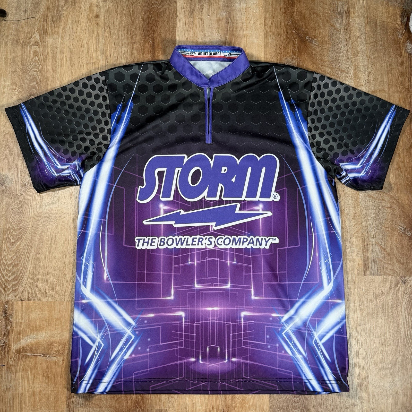 Storm Bowling Company Sublimated Jersey Size XL Quick 1/4 Zip Neon Bowler Shirt