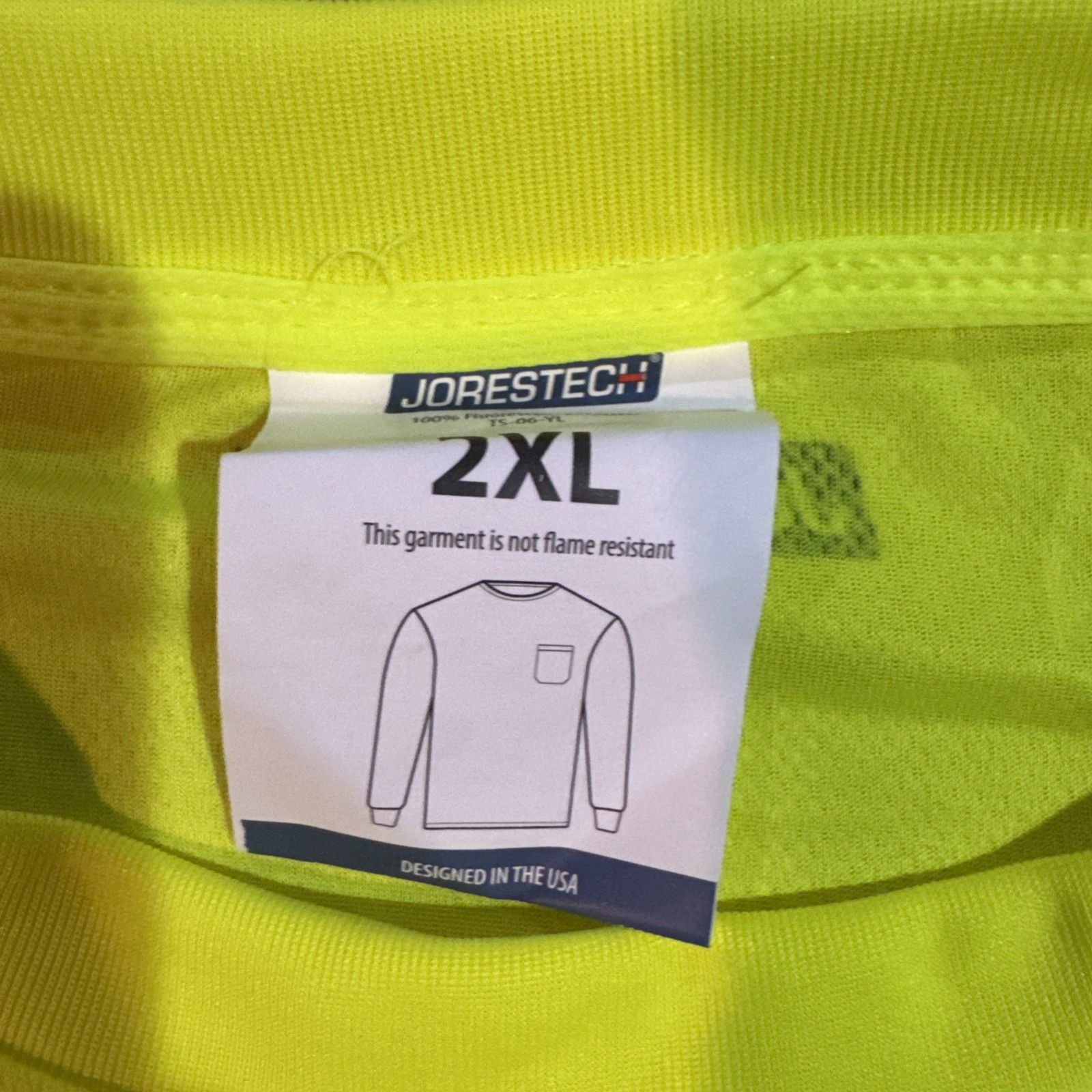 Hi Vis YELLOW Safety T Shirt XXL Fast Drying Long Sleeve JORESTECH