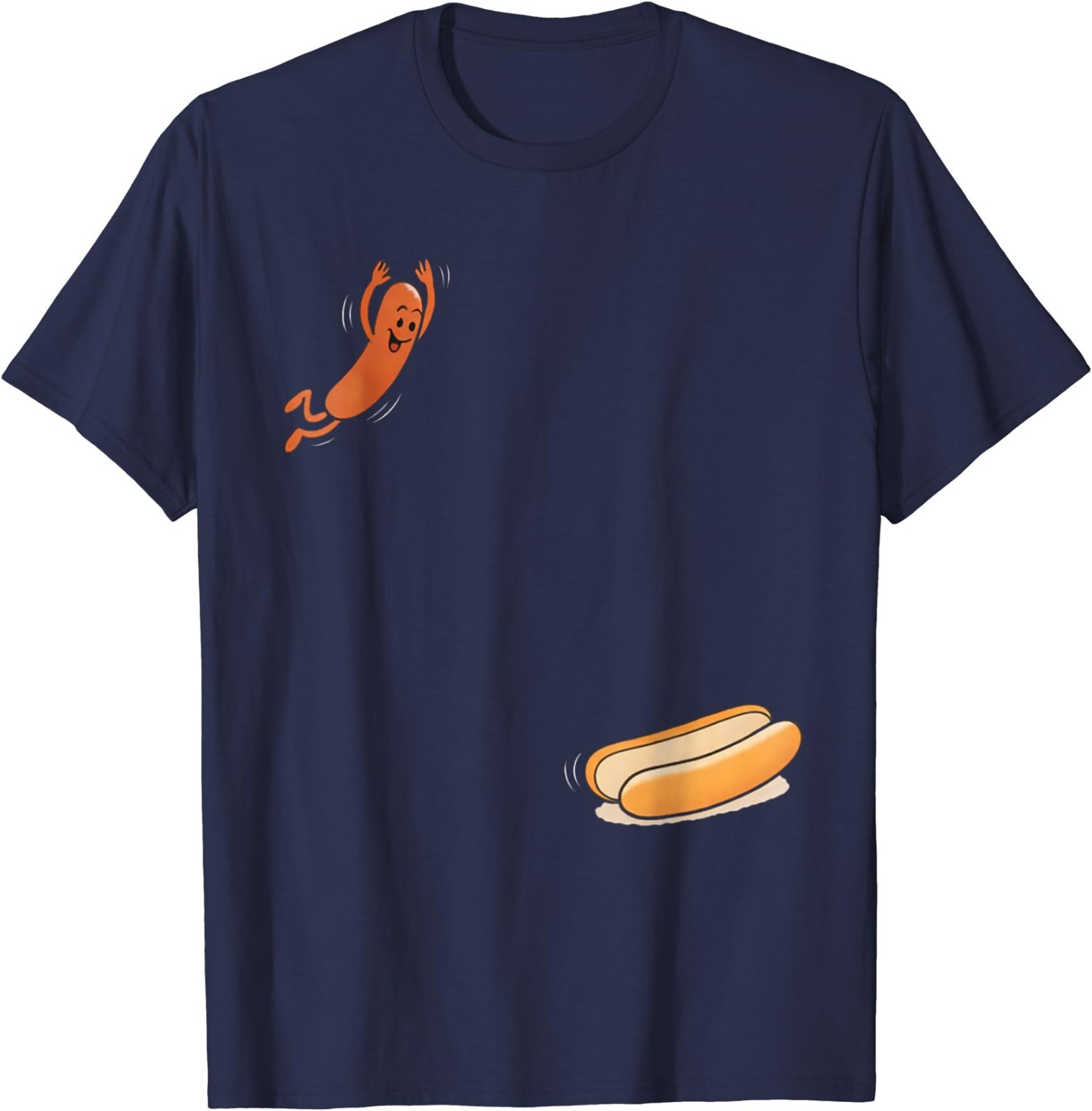 Funny Hot Dog Jumping Into Bun Sausage BBQ High Dive T-Shirt