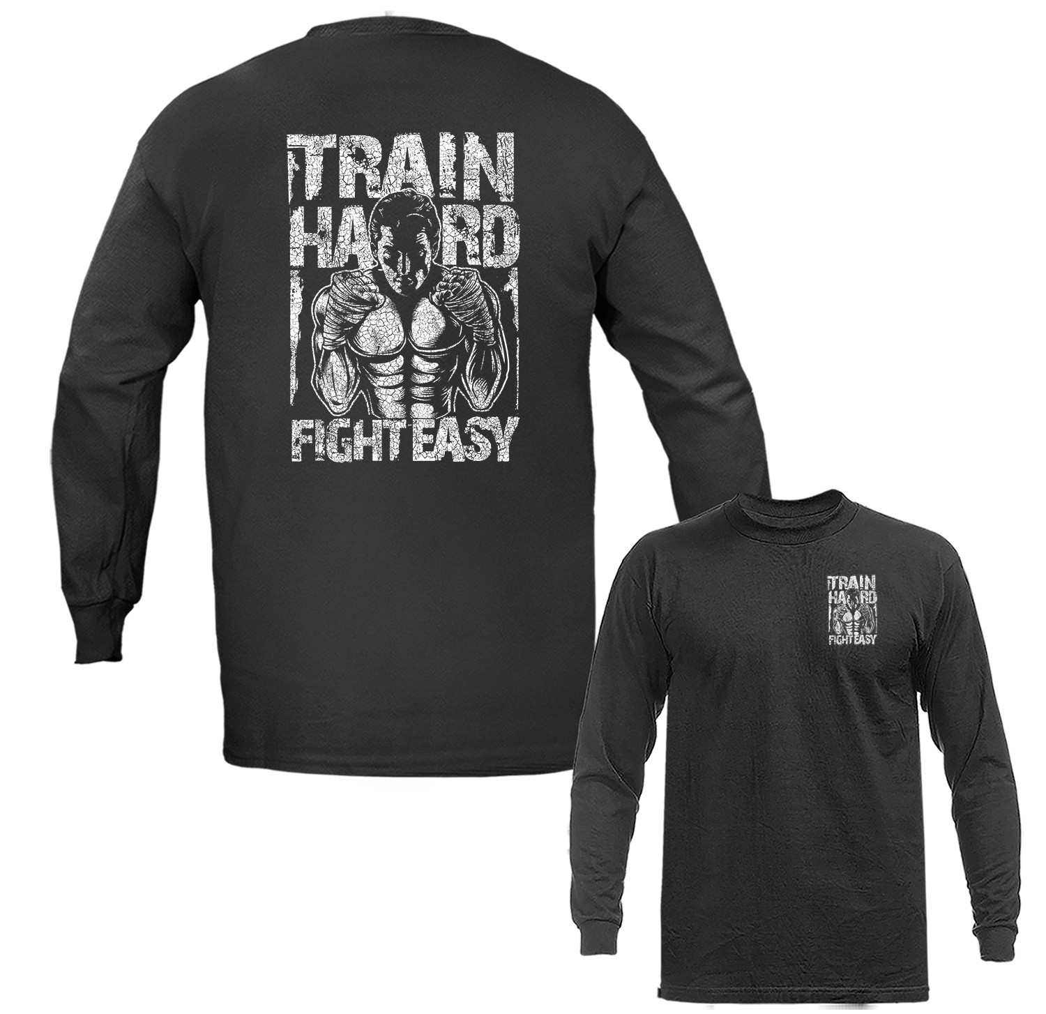 Train Hard Fight Easy Vintage Boxing Long Sleeve Shirt