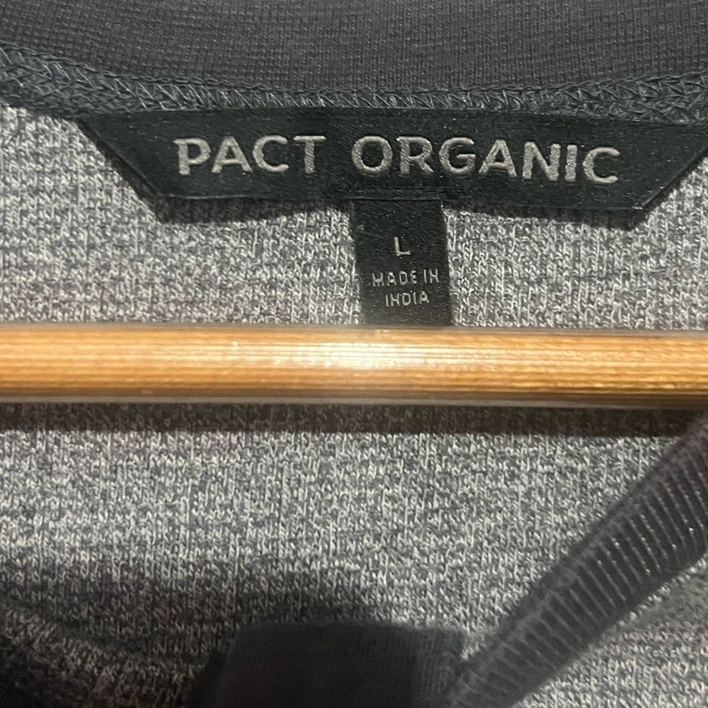 Pact Organic Cotton Henley Men&rsquo;s Shirt Size Large Grey Gray Long Sleeves