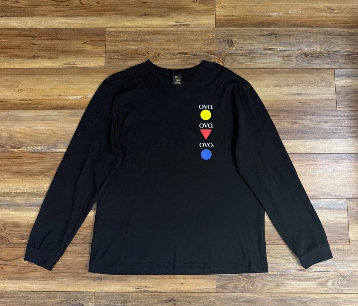 OVO Octobers Very Own Shapes Logo Long Sleeve Shirt Black Size XL Drizzy
