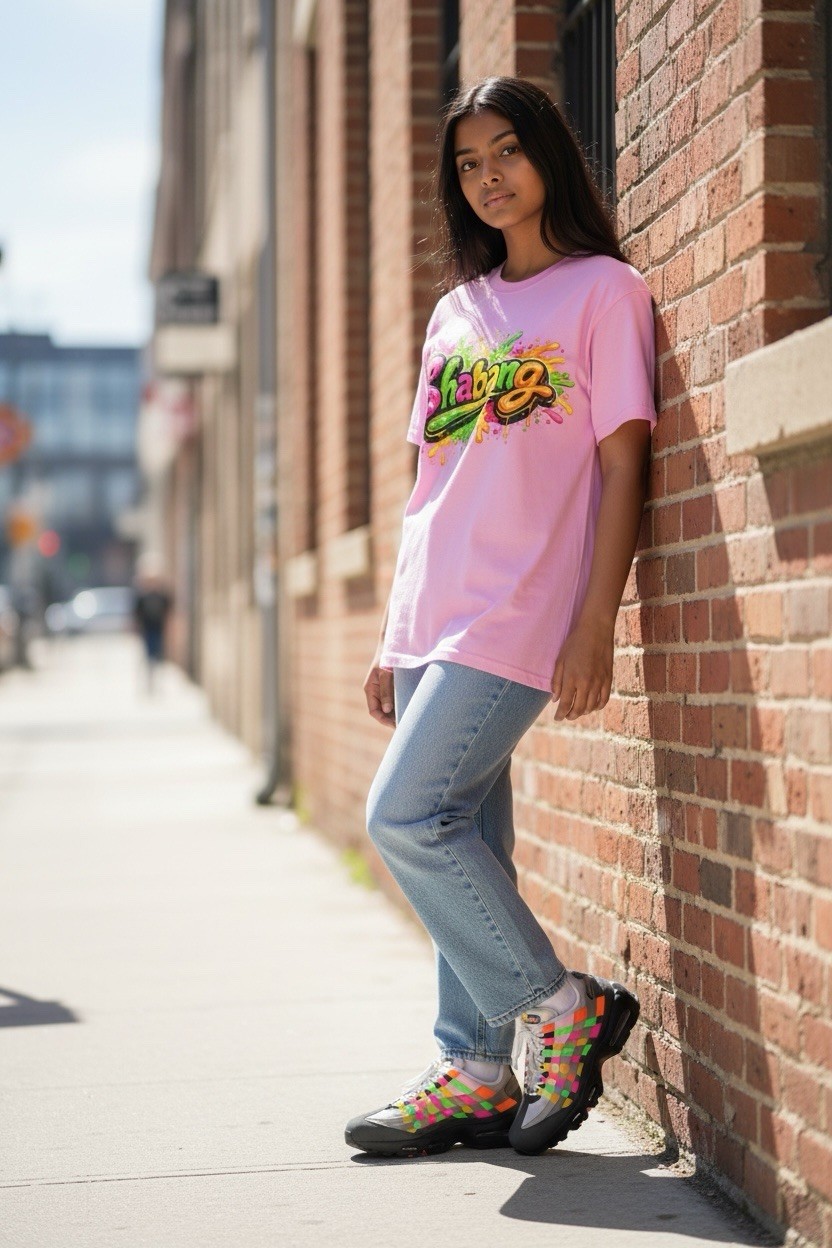 Custom Printed T-shirt To Match Shabang BB Max 95 OG Woven Multicolored Sneaker