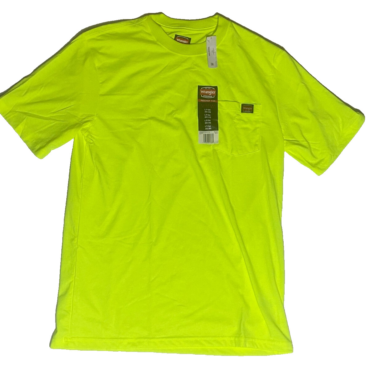Wrangler Workwear T Shirt Men’s Large Safety Yellow Green