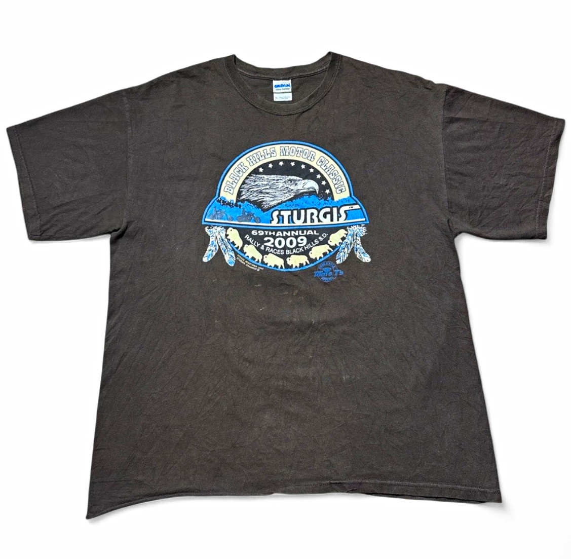 Gildan Ultra Cotton Men&rsquo;s XL Black Short Sleeve Crew Neck Graphic Tee Double-S