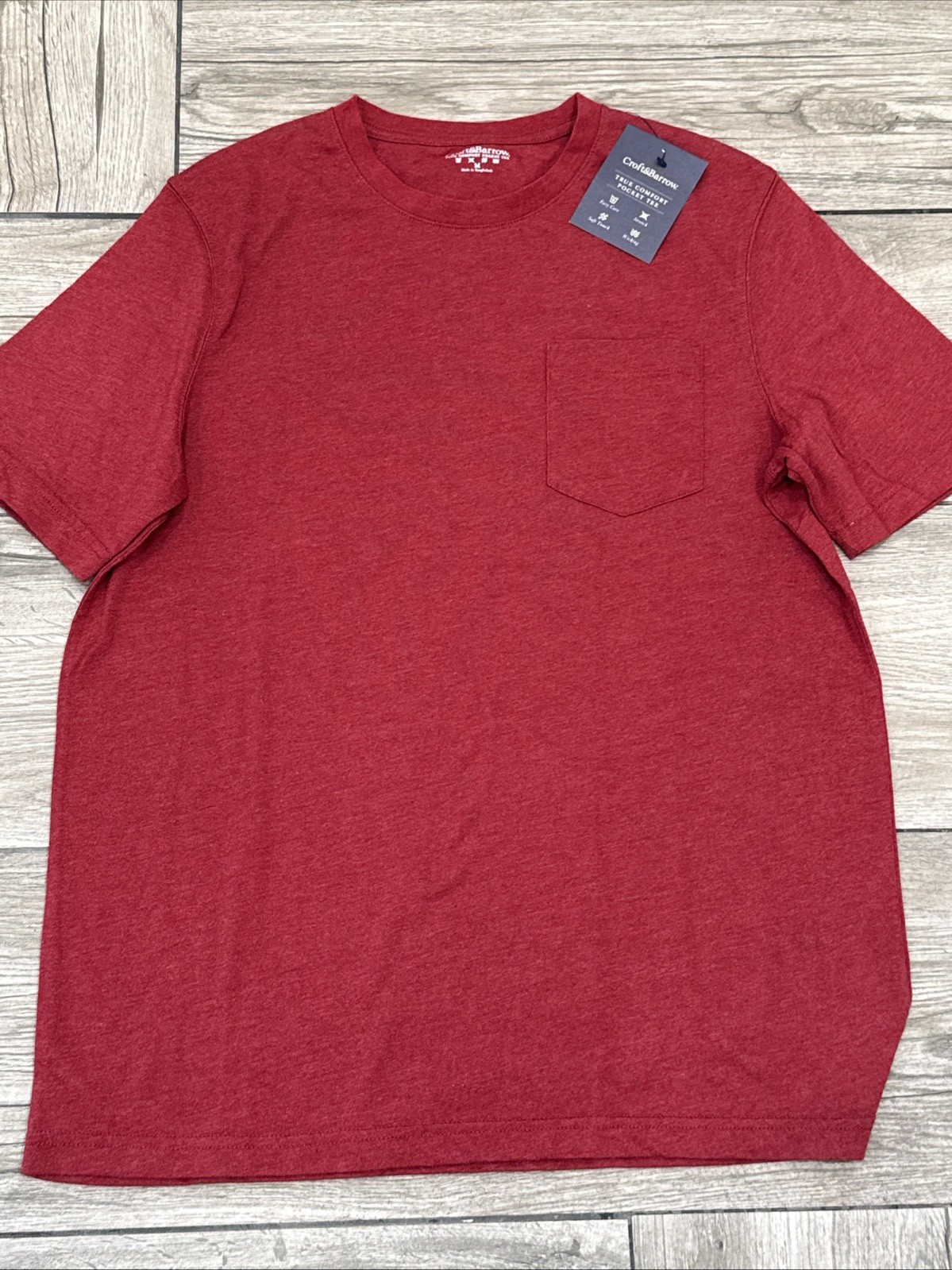 2017 Croft & Barrow True Comfort Pocket Tee Easy Care Wicking Red T-Shirt Medium