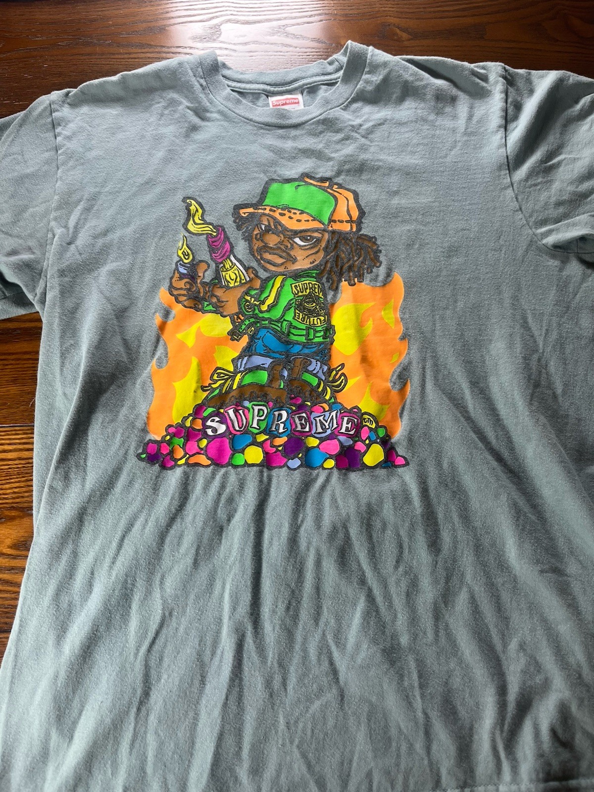 Supreme T-Shirt Men&rsquo;s Small Molotov SS19 Dark Sage Size Men&rsquo;s Medium Made USA