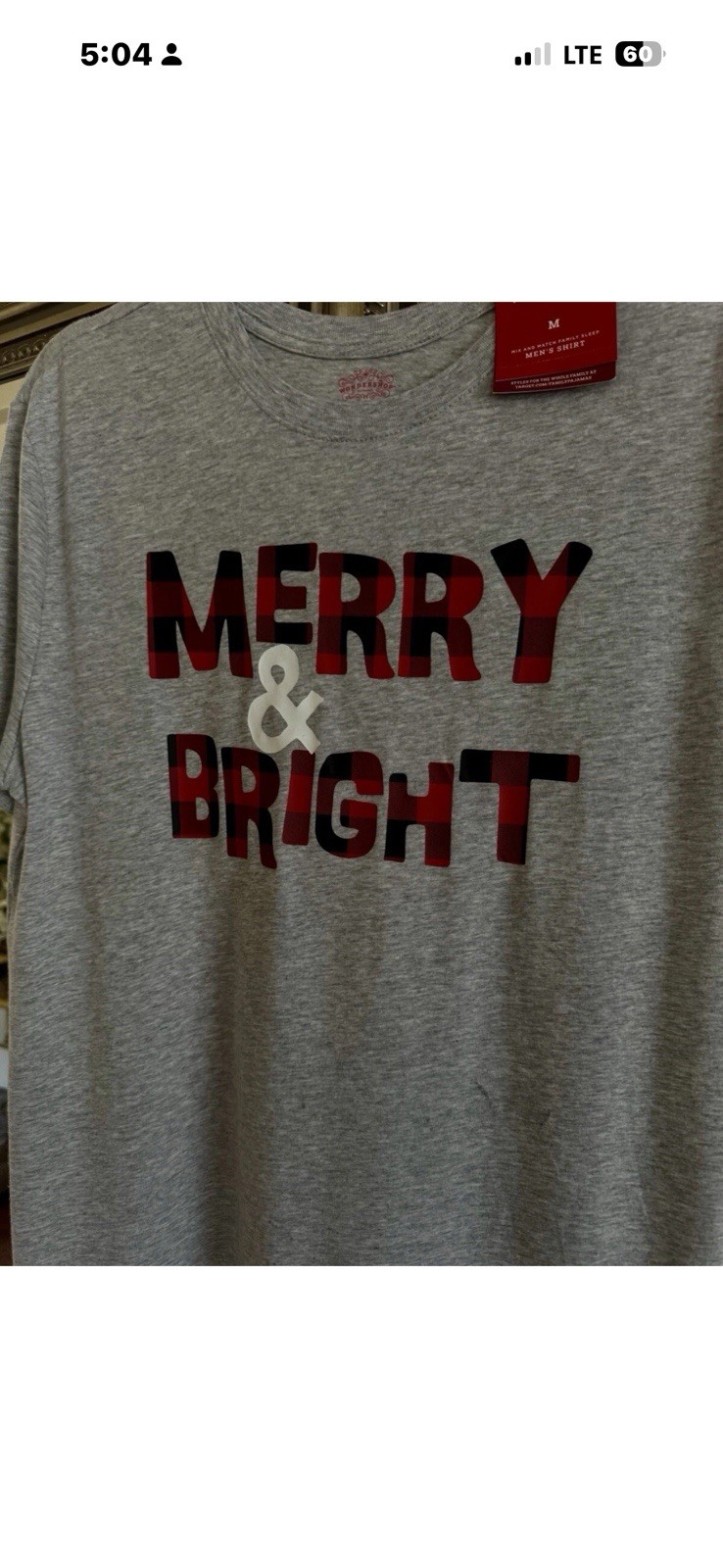 Wondershop Shirt Unisex SIZE Xl Merry & Bright Plaid Red Gray Christmas