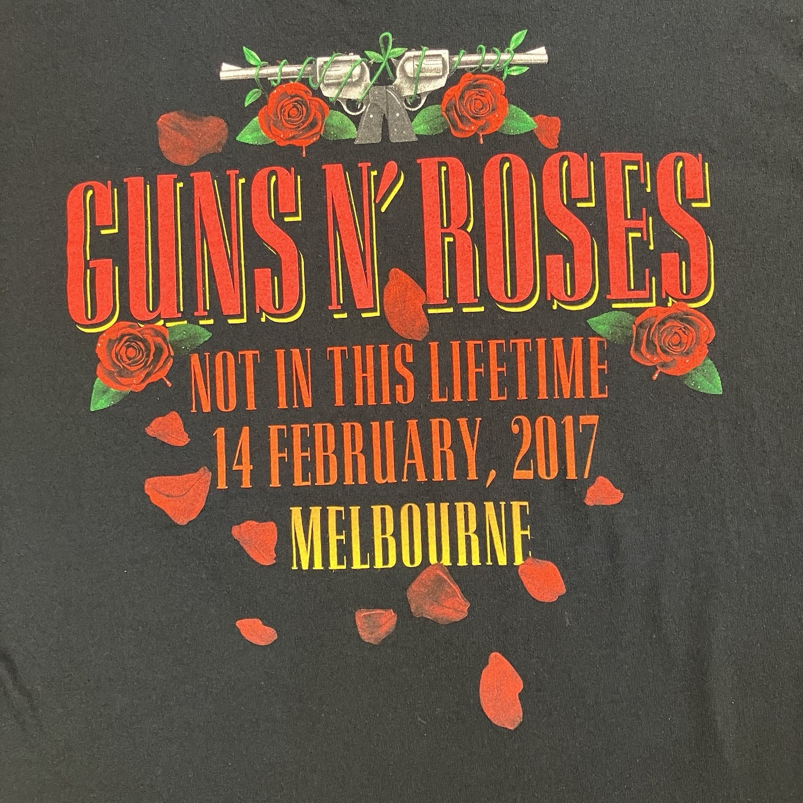 Guns N&rsquo; Roses Shirt Mens Large Black Graphic Print Tour 2017 Melbourne Australia