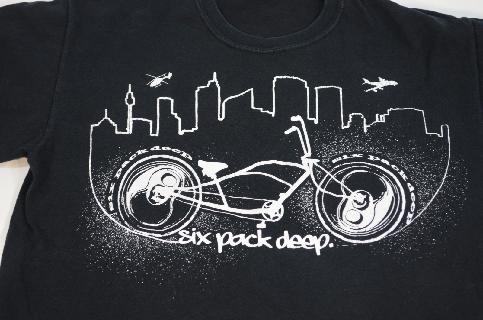 Six Pack Deep Bicycle Cycling Beer Drinking Skyline Shirt