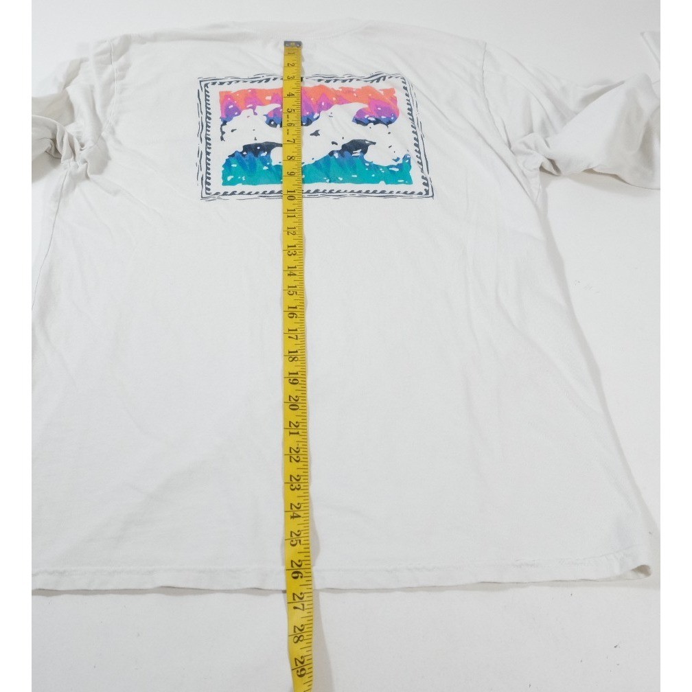 Billabong Shirt Mens Medium White Wave Washed Long Sleeve Graphic Surf Tee