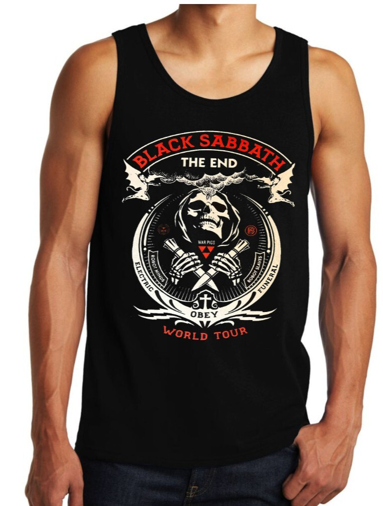 BLACK SABBATH THE END WORLD TOUR HEAVY metal Band Black Tank Top Men&rsquo;s Sizes