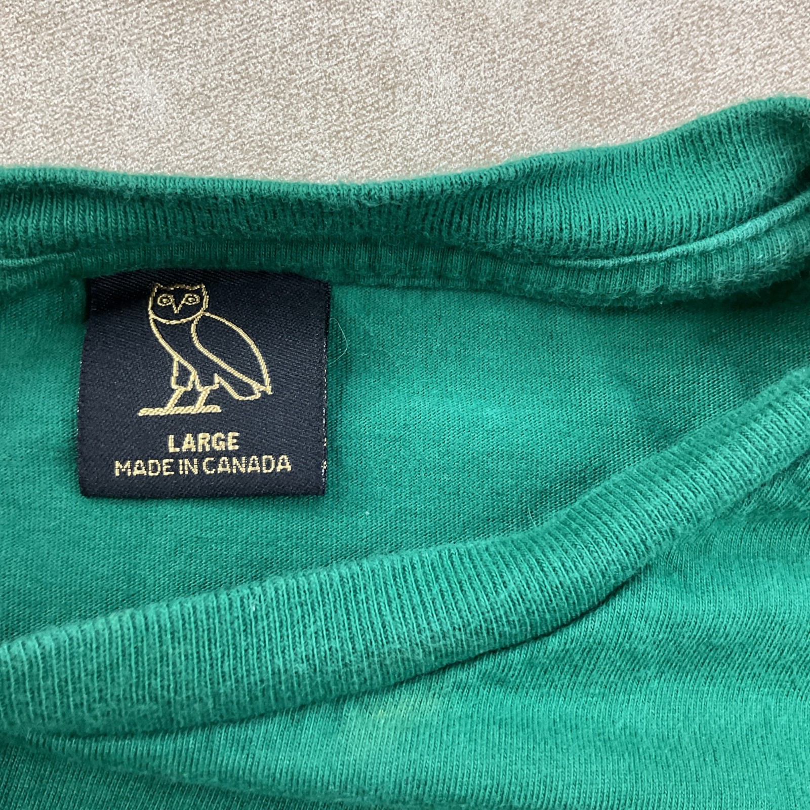 OVO T-Shirt Men Sz L Forever October&rsquo;s Very Own Drake Owl Green Owl Double Sided