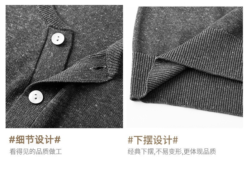Retro Henry Collar Knitted Short-Sleeved T-Shirt Men Business Linen Blend Top