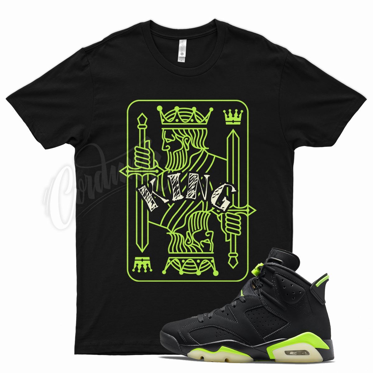 Black KING T Shirt for J1 6 Electric Green Dunkman 18 Air Force VaporMax