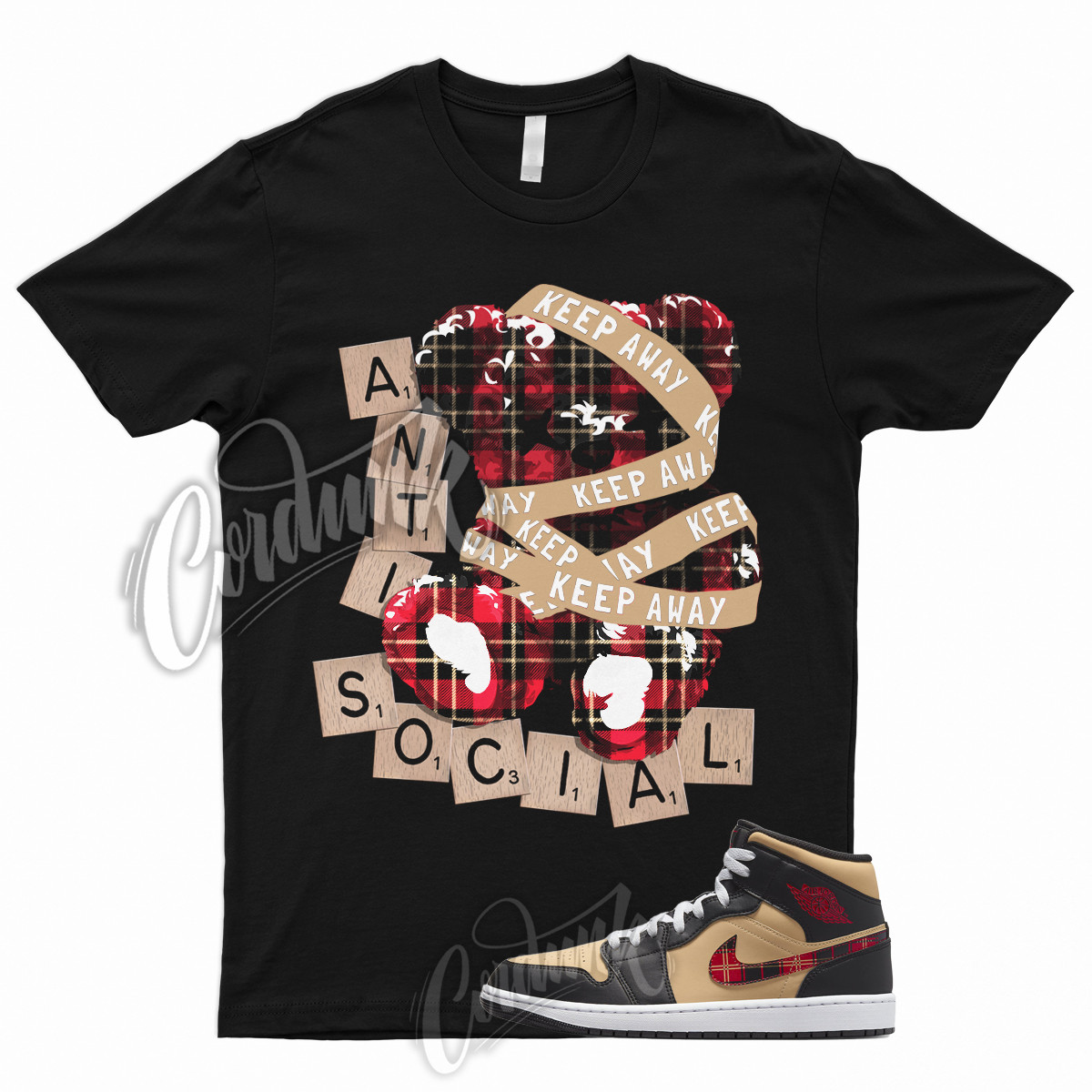 ANTI T for 1 Mid Tartan Tan Black Red Plaid Shirt To Match Low High