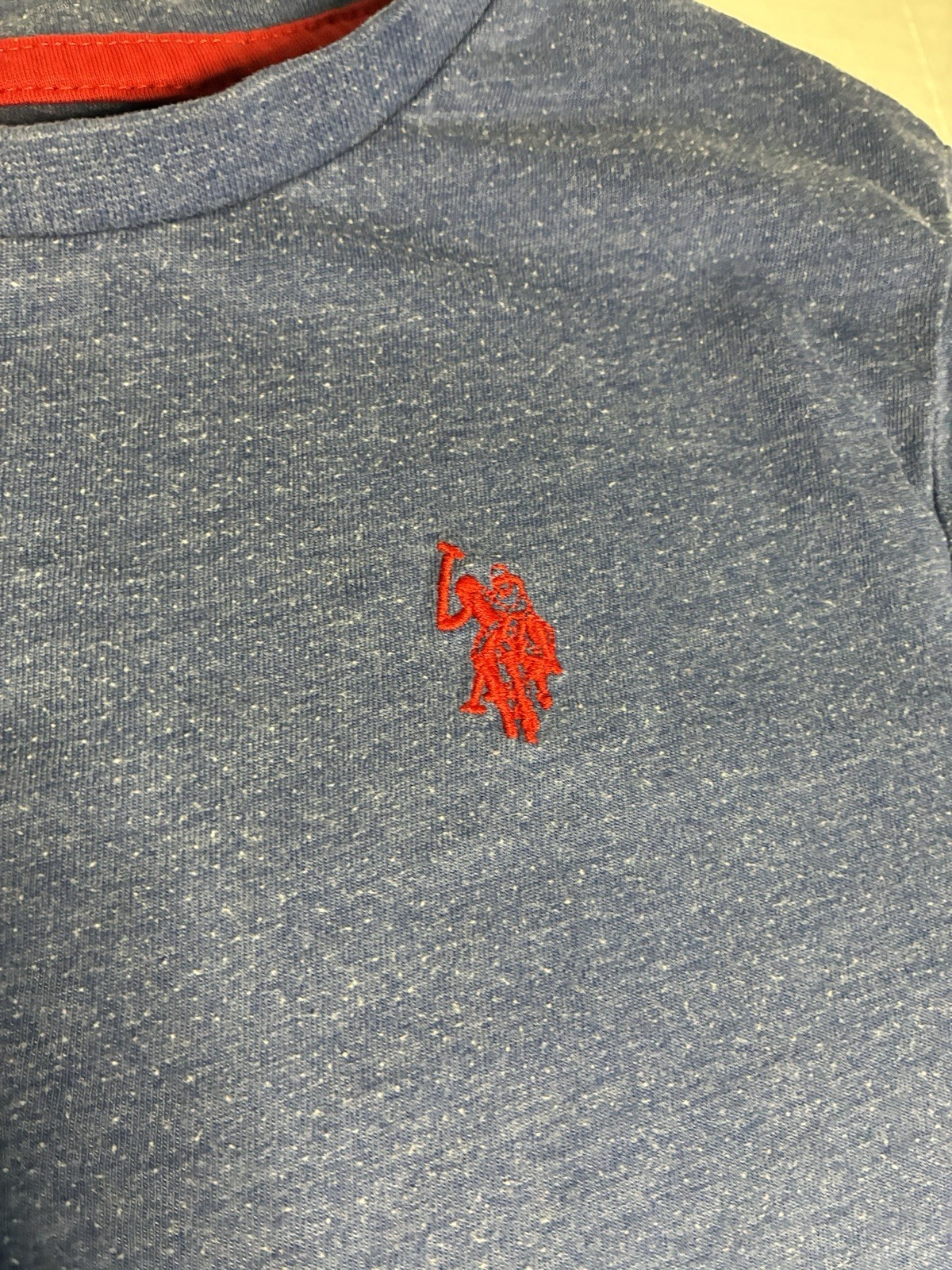 U.S. Polo Assn. Blue Solid Embroidered Logo Tee Cotton Blend Teen L (10-12)