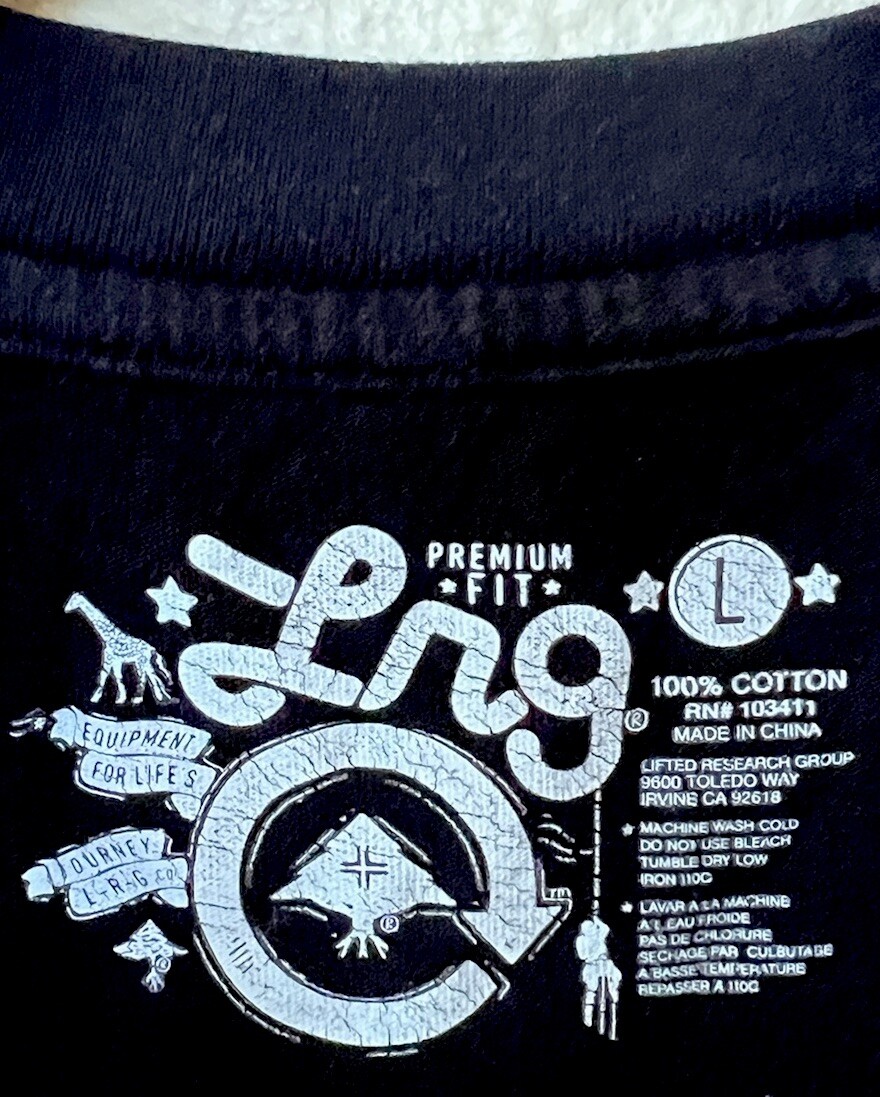 LRG Lifted Research Group TREE LOGO Men&rsquo;s Black T-Shirt Size L