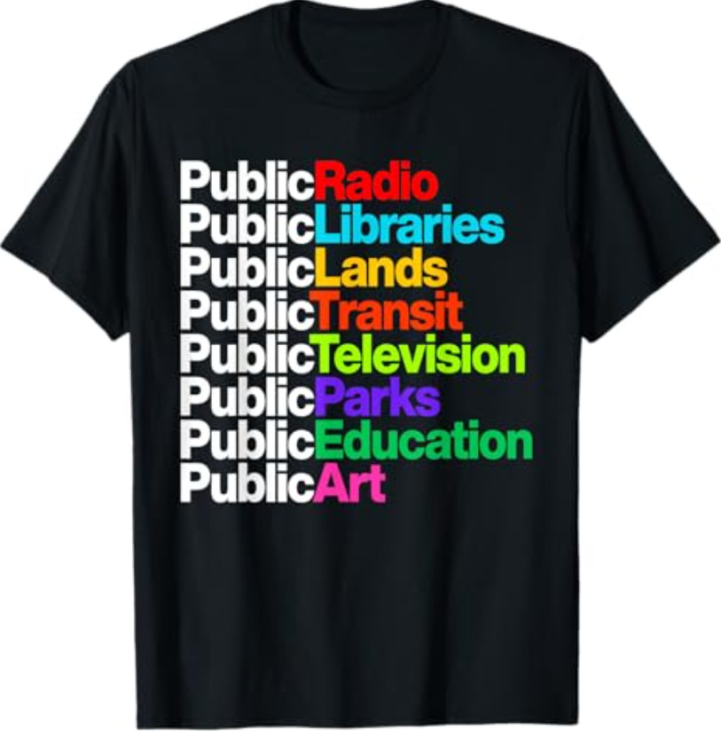 Public Radio Libraries Lands Transit Television Parks T-Shirt