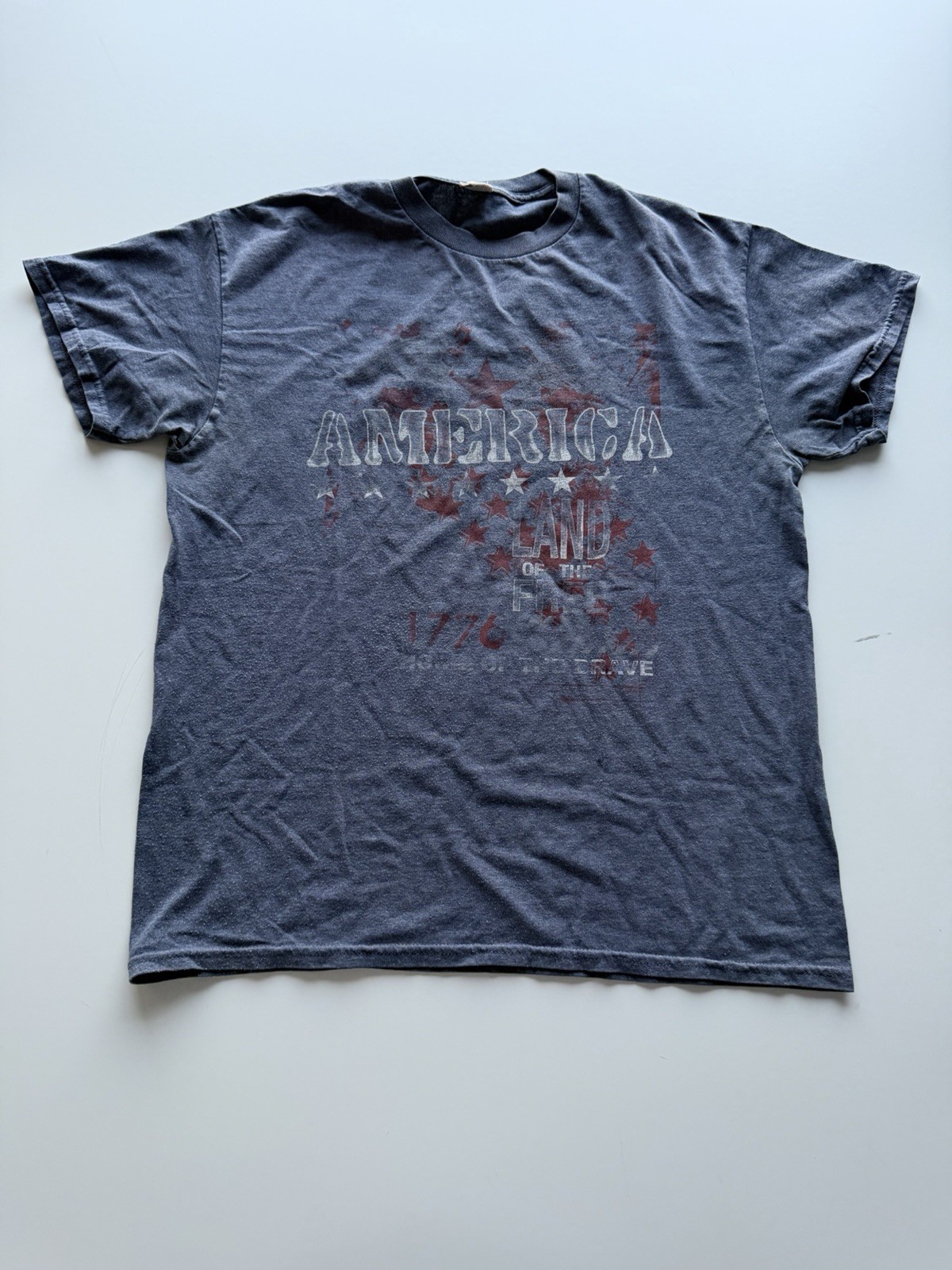 AMERICA -LAND OF THE FREE HOME OF THE BRAVE T SHIRT /Medium Gildan