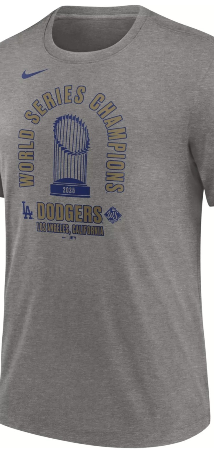 NWT Los Angeles Dodgers Nike 2025 World Series Champions Trophy Shirt Mens Large