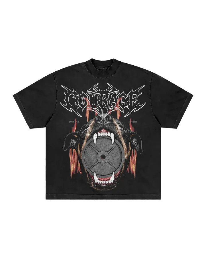 Men&rsquo;s Vintage Washed Graphic T-Shirt Rottweiler Weight Plate Print Streetwear Te