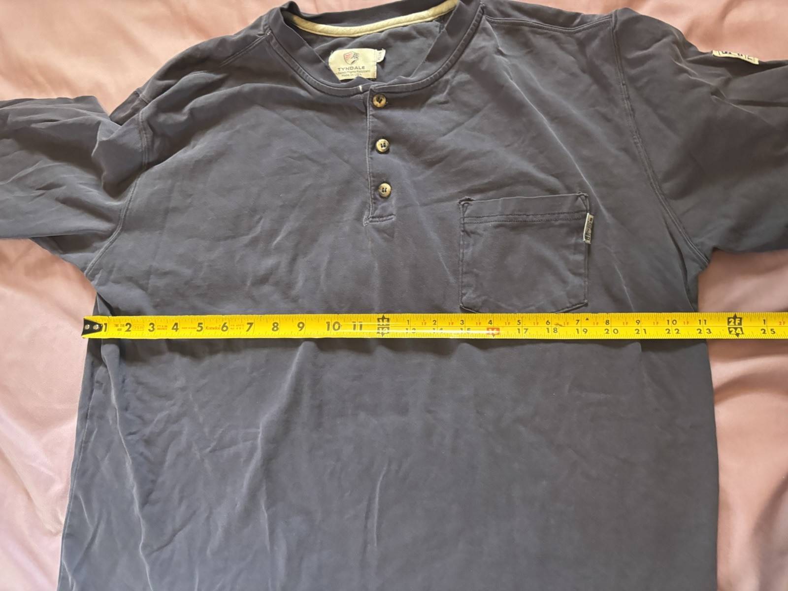 Tyndale FR Henley Shirt Mens XL Blue Long Sleeve Flame Fire Resistant Workwear