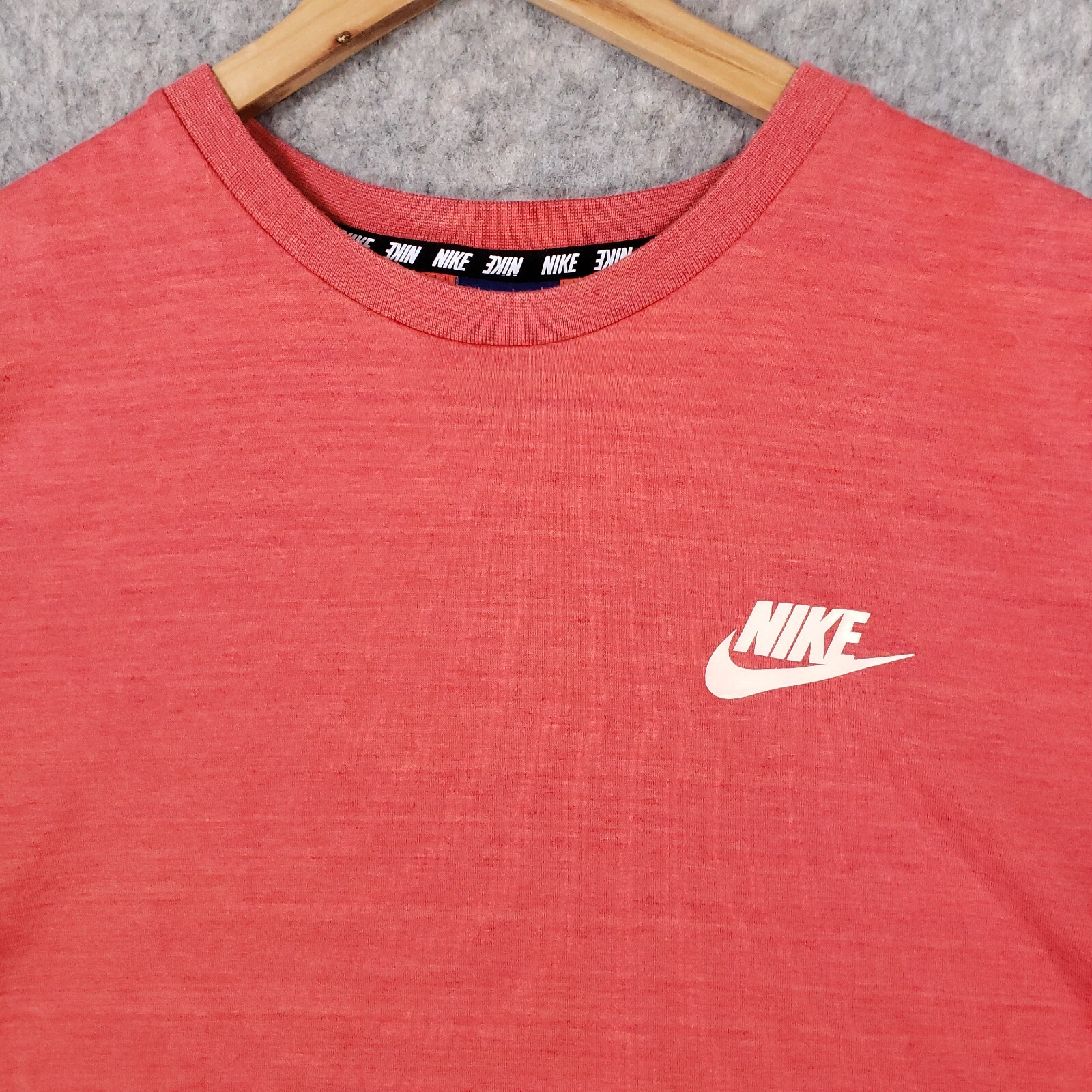 Nike Shirt Mens Large Orange Swoosh Logo Thick Cotton Mesh Back Streetwear Top