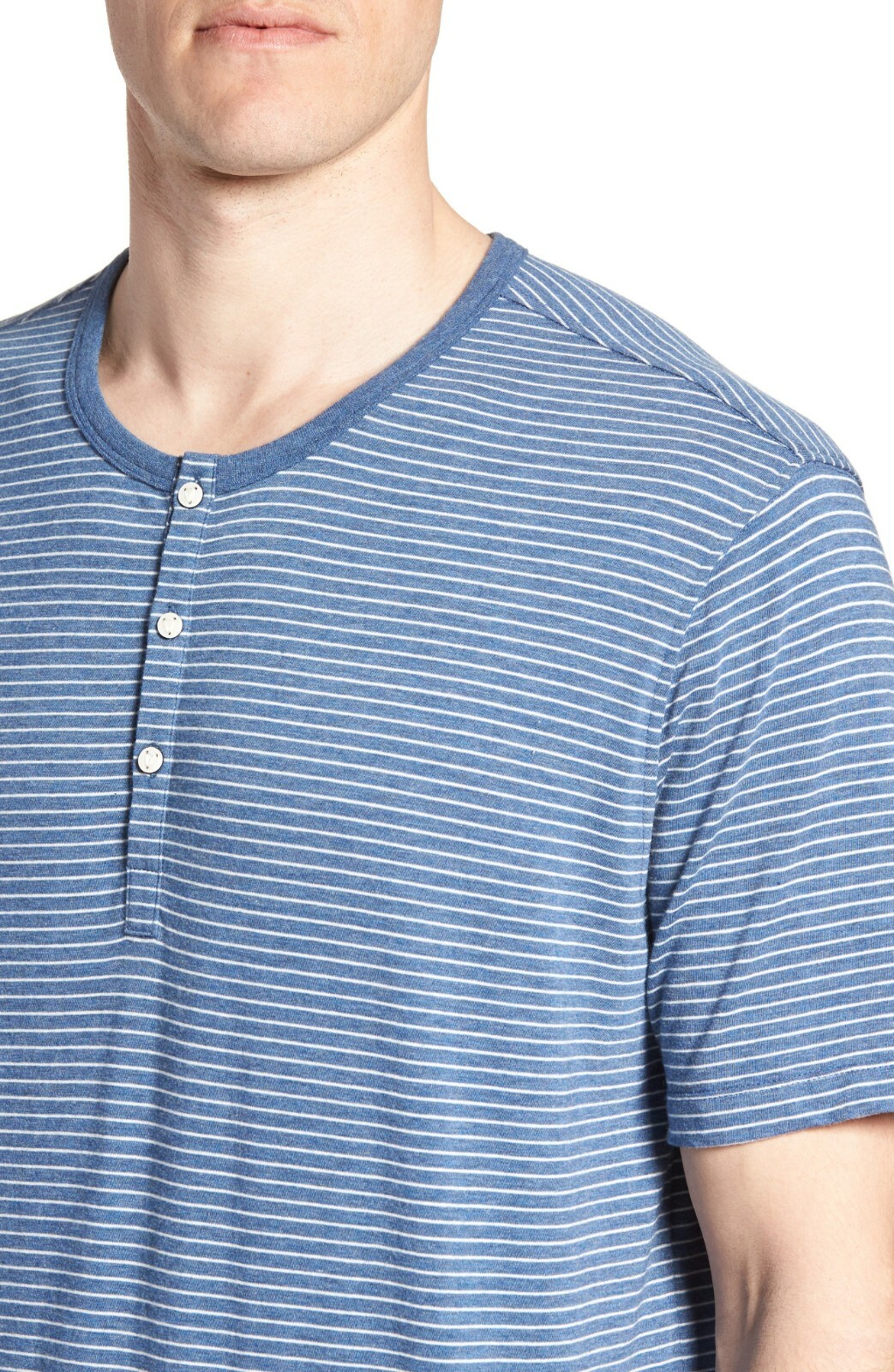 Daniel Buchler Men&rsquo;s Pima Cotton & Modal Striped Lounge Henley, Medium or XL