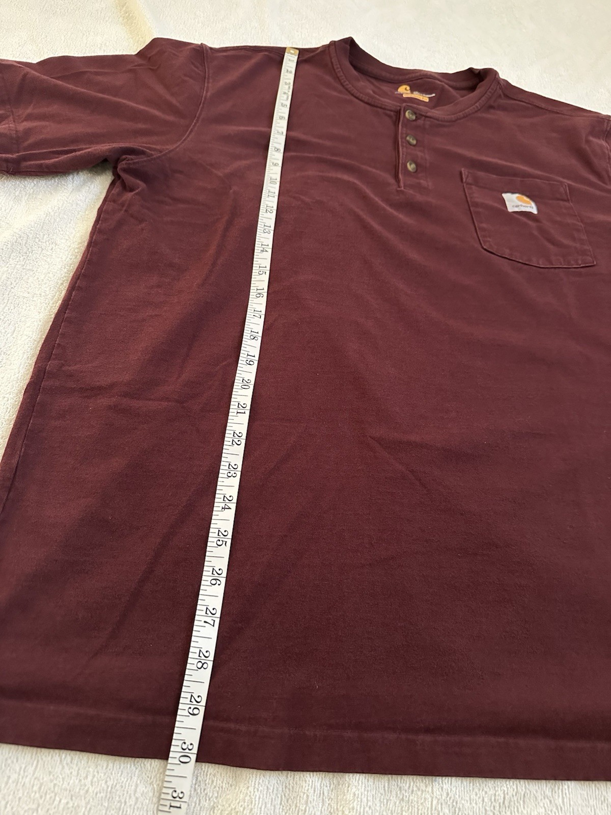 Carhartt Shirt Mens XL Short Sleeve Henley Crew Neck Buttons Workwear Red