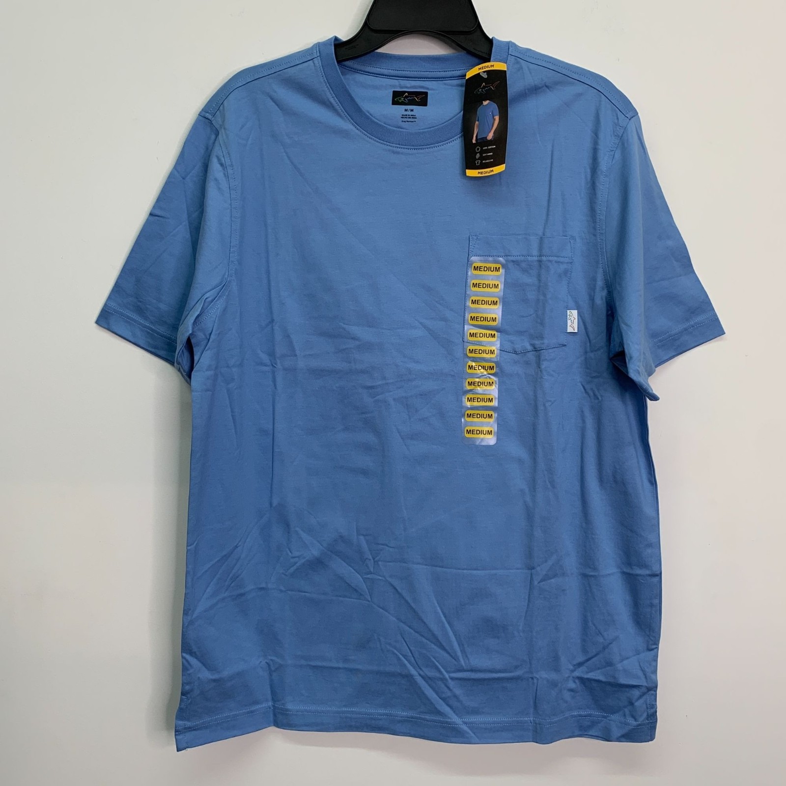 Greg Norman Men&rsquo;s M Shirt Short Sleeve Crew Neck Pocket Tee T-Shirt Blue M