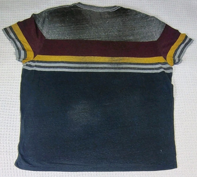 American Eagle Tee XXL Navy Maroon Grey Yellow Stripes Athletic Fit Y2K Preppy
