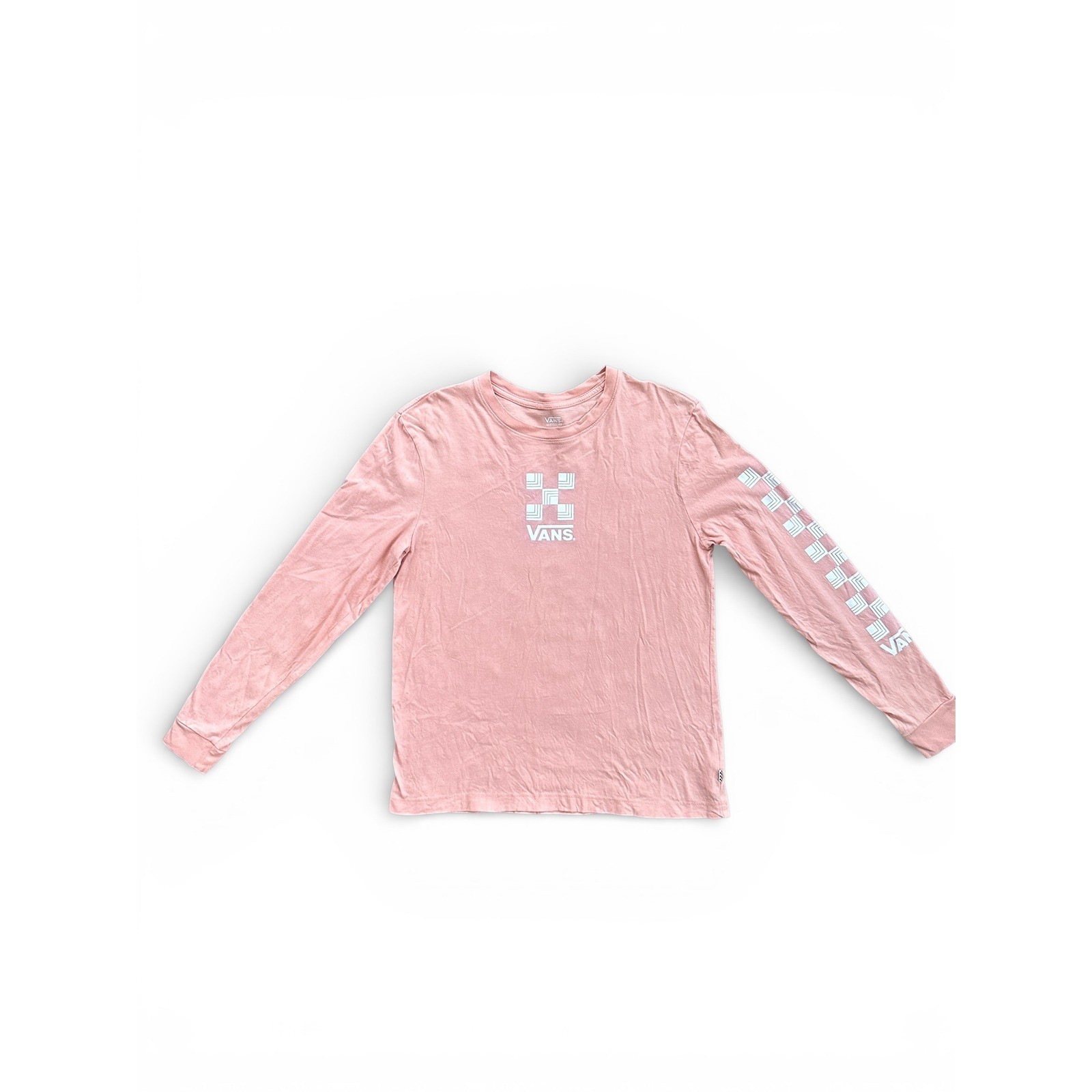 Vans mens Long Sleeve Graphic T-Shirt Pink Checkerboard Logo VN0A7S1V Medium