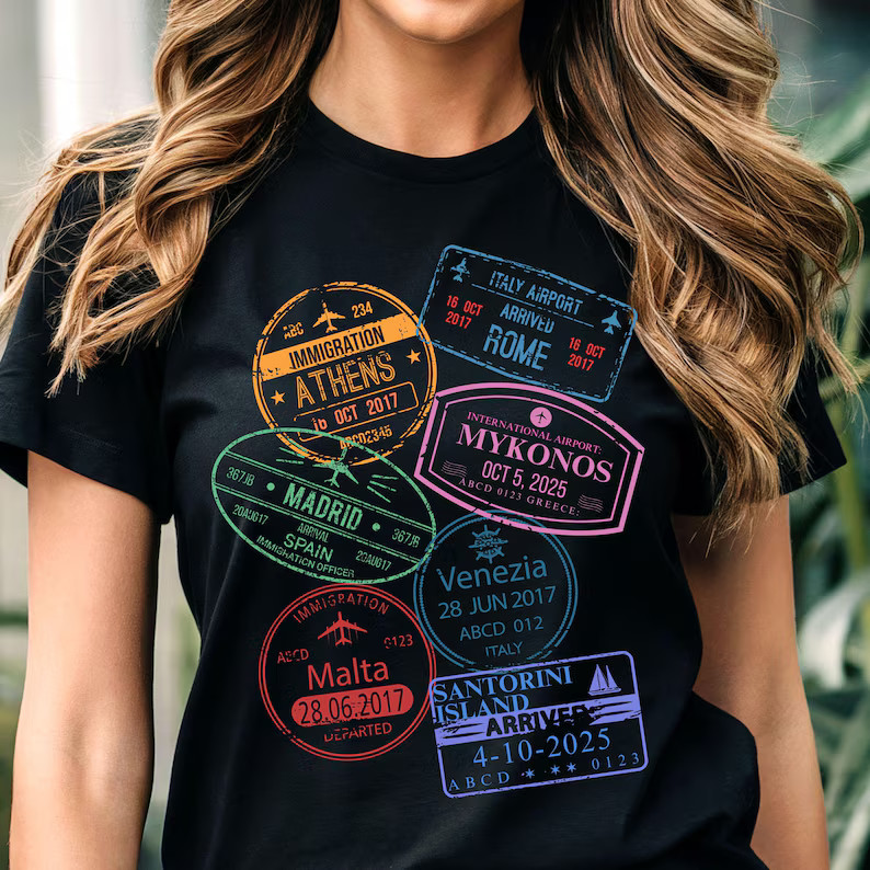 World Traveler Passport Stamps Comfort Tee