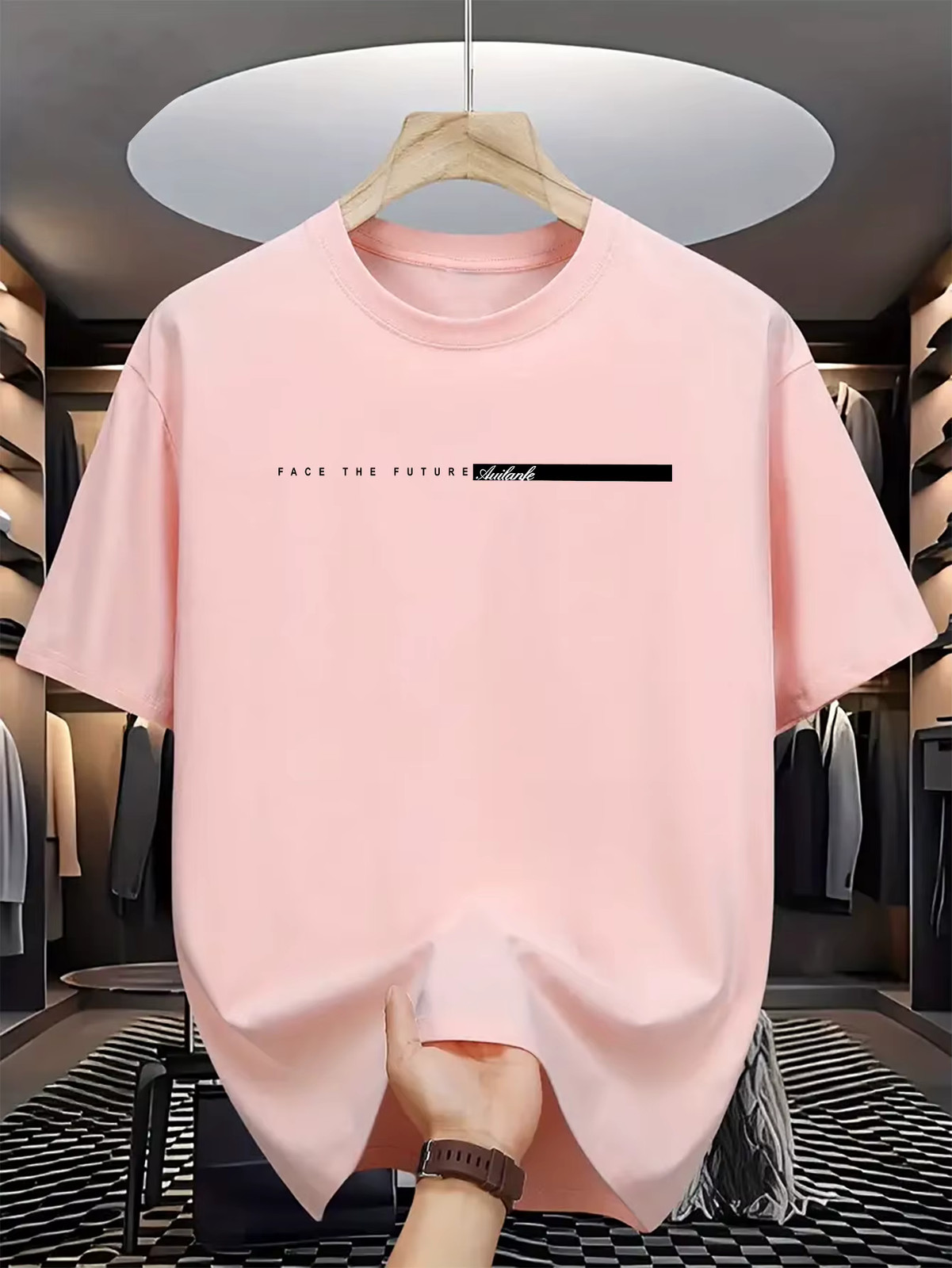 Men&rsquo;s Summer Cotton Loose Fit Letter Print T Shirt Casual Tee Tshirt Casual Gift