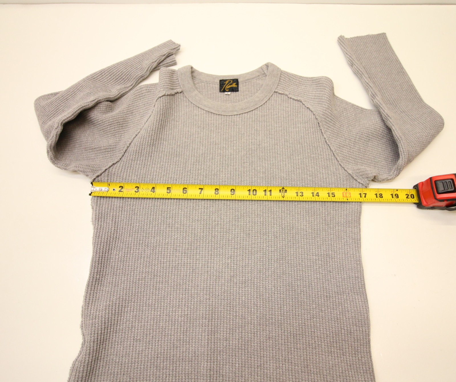 Needles Japan Raglan Thermal Waffle Knit Long Sleeve Small 34&Prime; Chest Grey