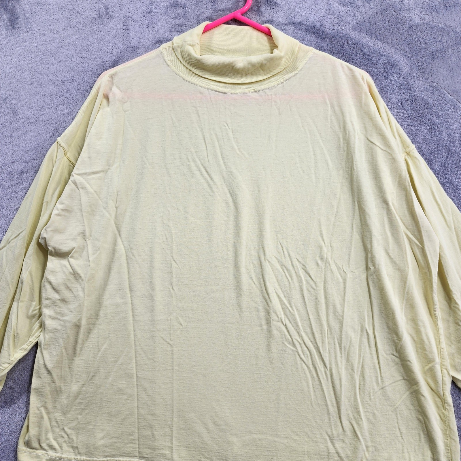 Vintage Top Mens L Yellow Long Sleeve Turtleneck Lightweight Cotton Casual