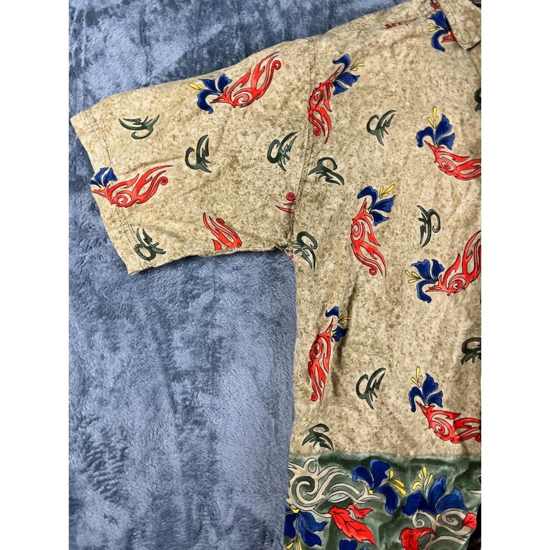 Ying Yang Men&rsquo;s Shirt Large Floral Print Asian Style Cotton Nepal Excellent