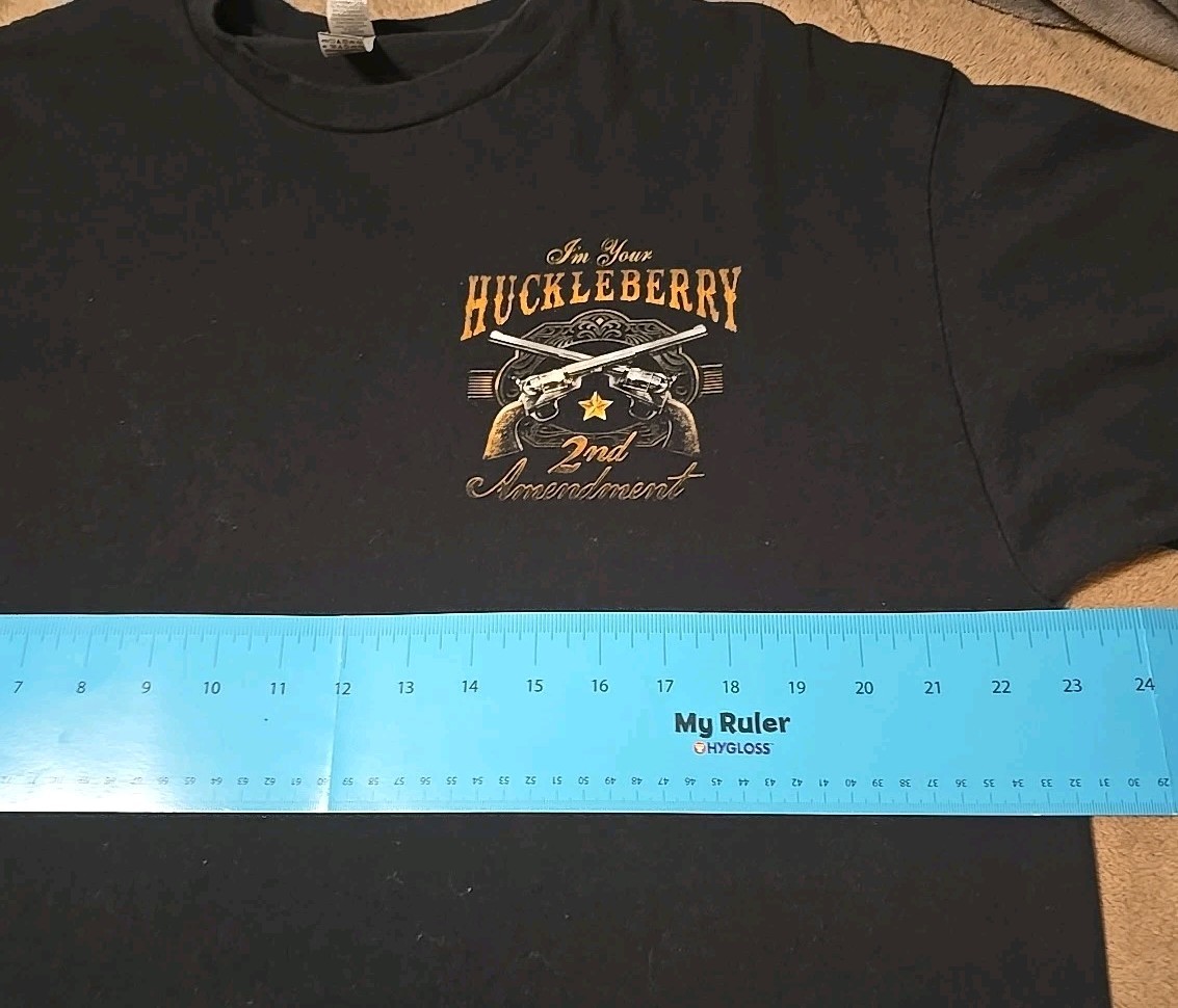 Gildan Black Mens Tshirt XL I Am Your Huckleberry 2nd Amendment Pistol T-Shirt