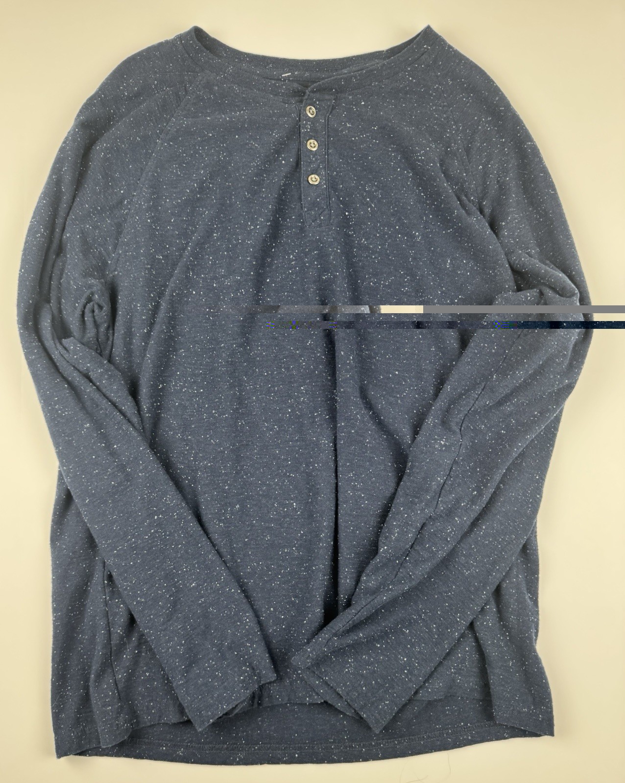 Lucky Brand Mens XL Blue Snow Heather Henley Shirt Long Sleeve Casual