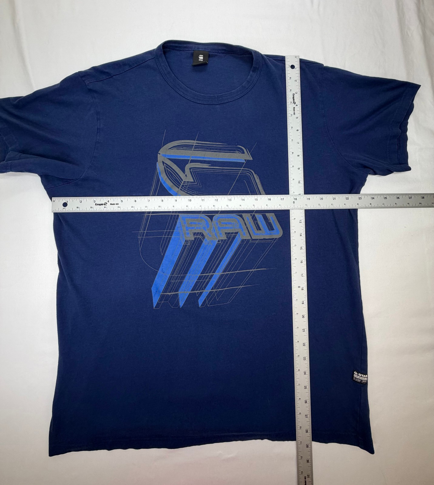 G-Raw Men&rsquo;s Graphic T-Shirt Crew Neck Short Sleeve Casual Size XXL Blue