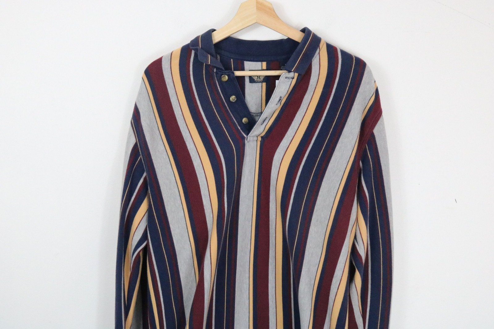 Bold-stripe Dockers pullover | Vintage 90s striped long sleeve rugby shirt | Cot