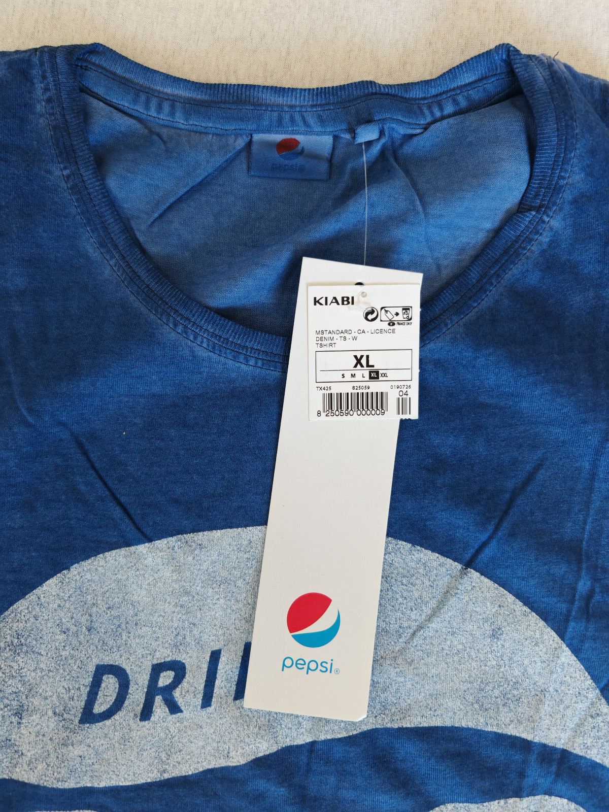 Pepsi Cola Original Washed Globe Logo T-S Blue Size XL « New & Unworn »