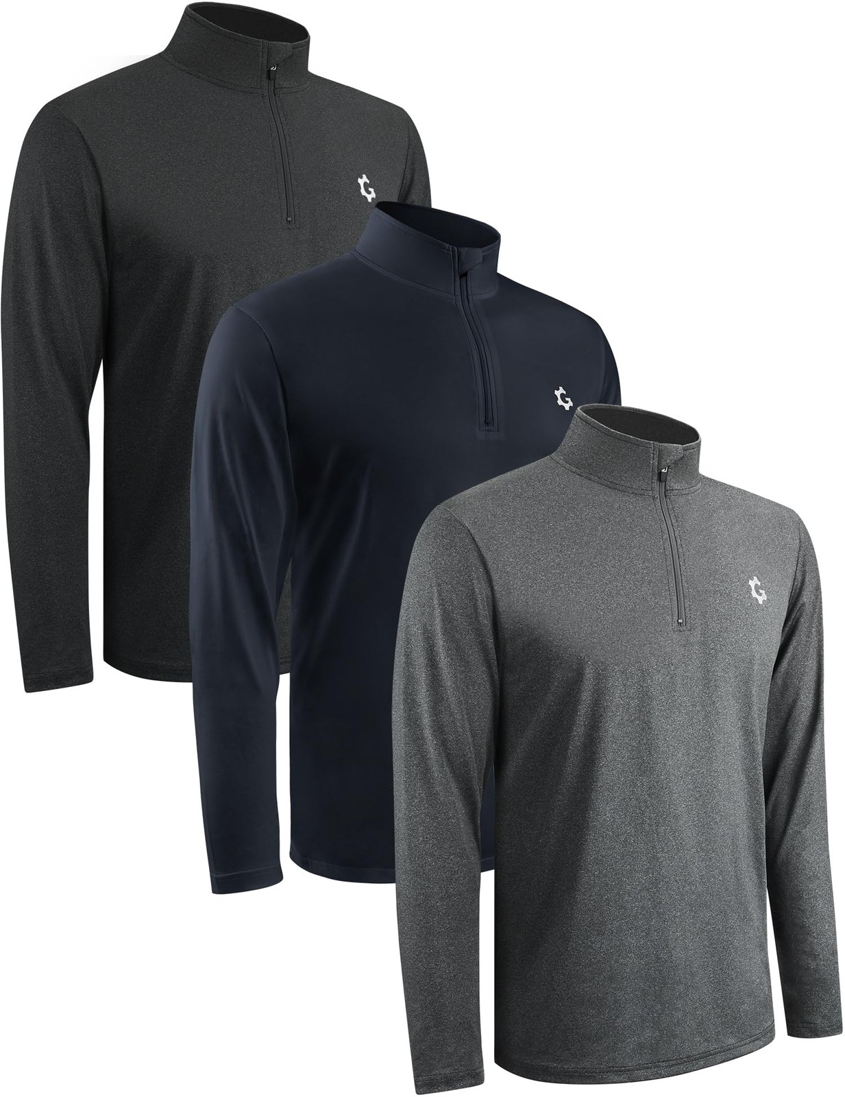 3Pack Quarter 1/4 Zip Pullover Men Dry Fit Sweatshirts 1/2 Half Zip Long Slee…